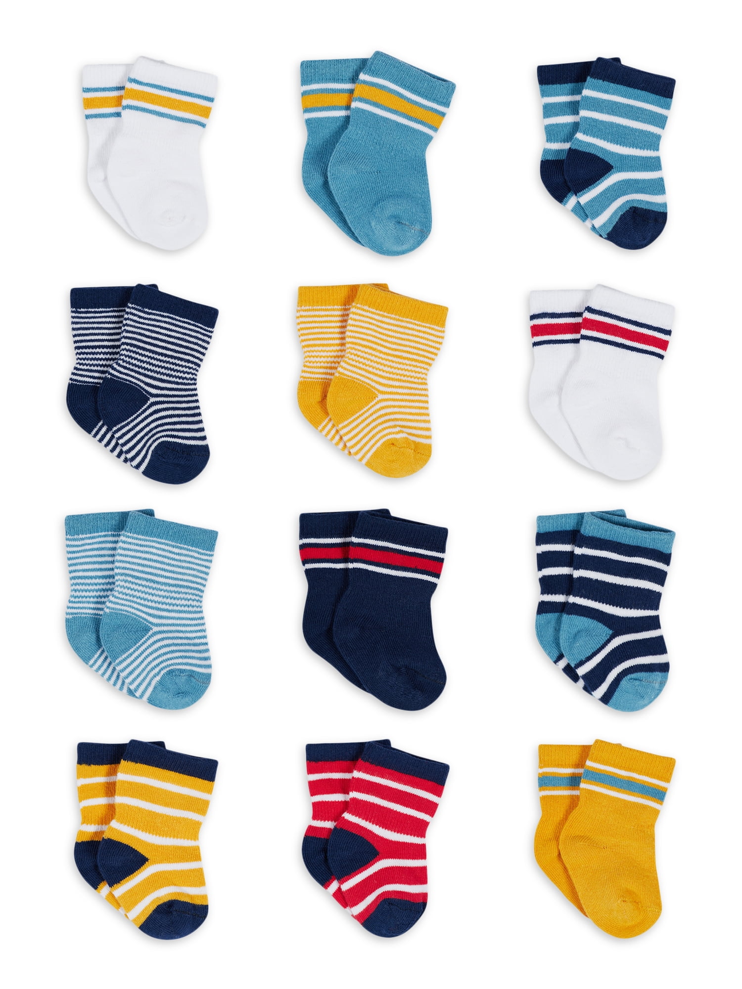 Onesies Brand Baby Boy Assorted Stayon Jersey Crew WiggleProof Socks, 12Pack (0/6 Months 24