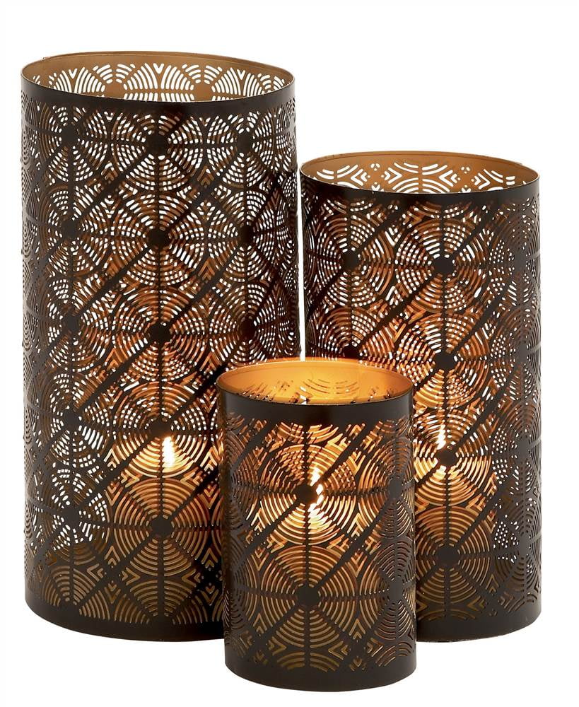 3Pc Beautifully Shaped Metal Candle Holder Set