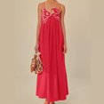 thumbnail image 2 of Vestido de mujer con bordado de pez rojo, cintura alta, plisado, falda larga de algodón y lino, novedad de 2024, falda con tirantes para chica sexy, 2 of 4