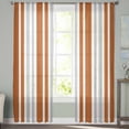 thumbnail image 2 of Burnt Orange Grey Stripe Sheer Curtains 72 Inches Long 2 Panels Set, Window Sheer Curtains for Living Room/Bedroom, Farmhouse Minimalist Striped Light Filtering Rod Pocket Curtain 52'' x 72'' x 2, 2 of 7