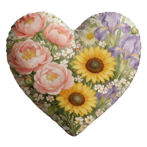 HuiXinOu Heart Shaped Floral Throw Pillow 14", Soft Plush Decorative Couch Pillow for Living Room Bedroom Decor, Valentines Day Gift for Her Home Accent Pillow