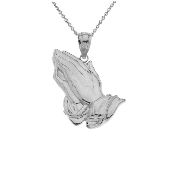 .925 Sterling Silver Praying Hands Pendant Necklace (Pendant Only)