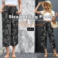 thumbnail image 3 of VDJ Women Summer Capri Pants High Waisted Straight-Leg Flowy Pants Lightweight Pull on Capris Trousers with Pockets Size L, 3 of 8