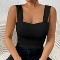 thumbnail image 2 of Camiseta sin mangas ajustada con tirantes anchos para mujer: camiseta sexy sin mangas de punto, mezcla de poliéster para el verano, 2 of 4