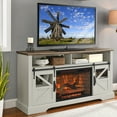 thumbnail image 2 of 60" Electric Fireplace TV Console, Wood TV Stand with 26 Inch Fireplace Insert for TVs Up to 70", White Color Living Room Bedroom TV Stand Storage Cabinet, 2 of 10