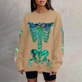 thumbnail image 4 of Tisuna Halloween Sweatshirt For Women Cute Skeleton Print Crewneck Sweatshirt Ladies Long Sleeve Halloween Everyday Wear Fall Tops Clothes Size M, 4 of 5