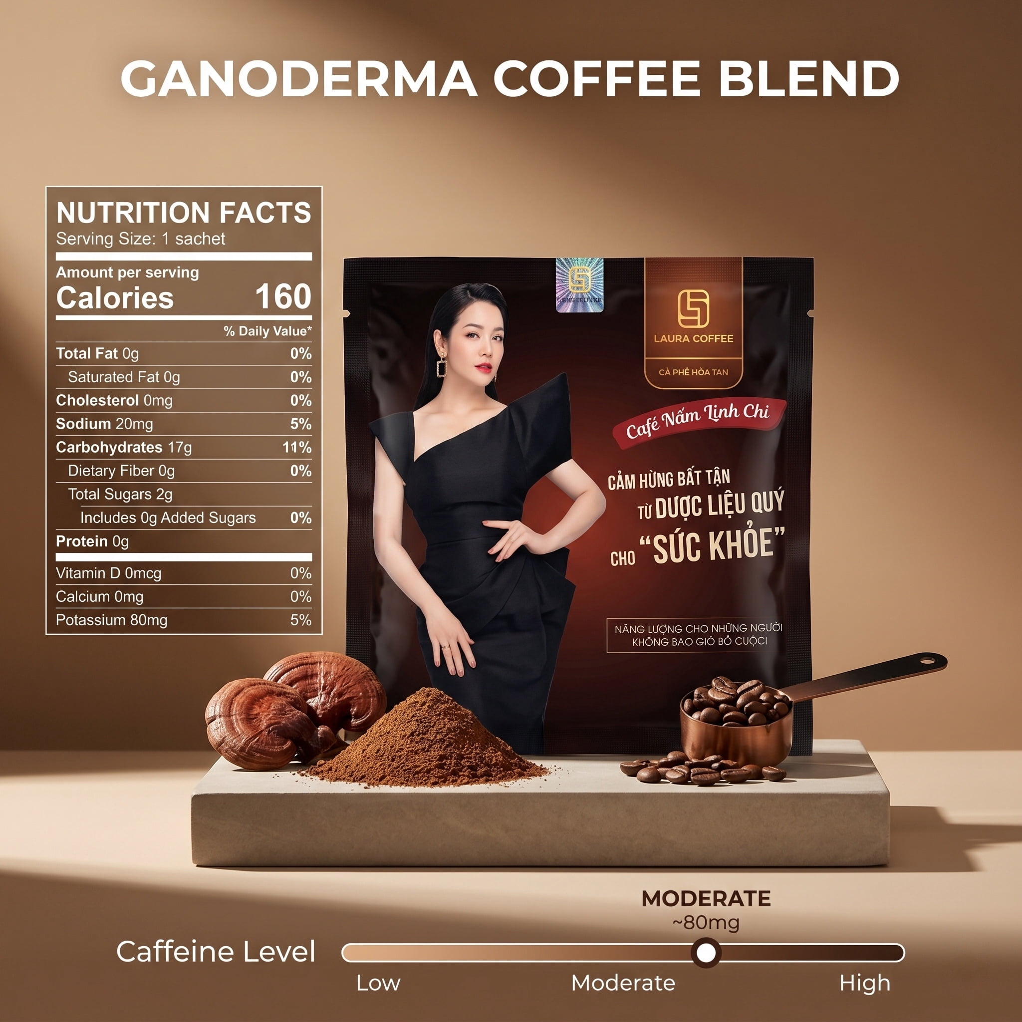 Laura Coffee Ca Phe Nhat Kim Anh 10 Pack/Box - Coffee Drink With Milk Flavor - NAM LINH CHI Version