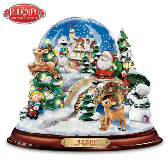 The Bradford Exchange Rudolph The Red-Nosed Reindeer Musical & Illuminated Snowglobe with Swirling Snow & Lights Christmas Decoration 6.75-Inches