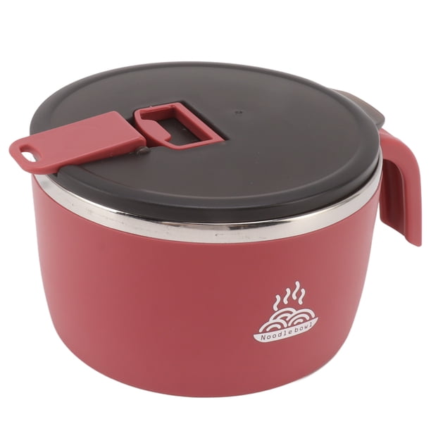 Tazón De Ramen, Tazón De Fideos De Acero Inoxidable De 900 Ml Con Asa, Tazones De Sopa Con Tapa Para Trabajadores De Oficina En El Hogar