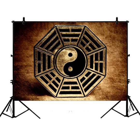 BSDHOME 7x5ft Zen Art Backdrops, Old Vinatge Yin Yang Symbol Peace Photography Backdrops Polyester Photo Background Studio Props