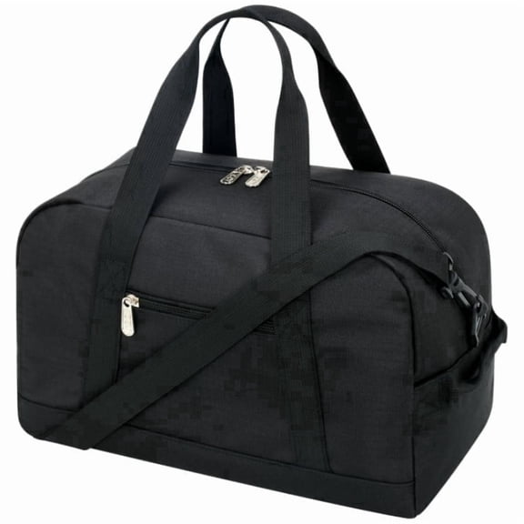 Small gym bag, mini duffel bag for travel and sports, lightweight 14-inch, black