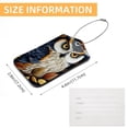 thumbnail image 5 of Cartoon Owl Square PU Leather Luggage Tags, 2 Pack, with Privacy Cover and Stainless Steel Ring - Suitable for Travel, Backpack, Handbag - Bag Tags, Handbag Tags, 5 of 7