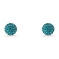 thumbnail image 2 of Full Ball Stud Earrings Blue Zircon 925 Sterling Silver 8mm, 2 of 6