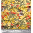 thumbnail image 1 of Soimoi Green Rayon Fabric Leaves,Berries & Bird Printed Craft Fabric by The Yard 56 Inch Wide, 1 of 1