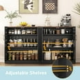 thumbnail image 3 of Blotout 65" Large Farmhouse Buffets Cabinet w/Storage, 4 Barn Doors Coffee Bar Cabinet with Adjustable Shelves, Wood Sideboard Cabinet with Storage for Kitchen, Dining Room, Living Room, Black, 3 of 8