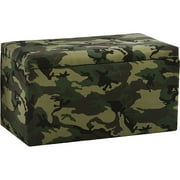 Upholstered Storage Bench, Green Camo