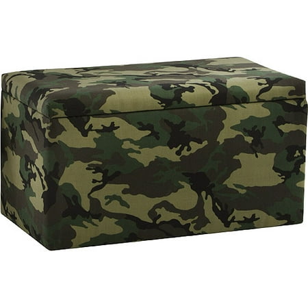 Upholstered Storage Bench, Green Camo