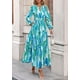 thumbnail image 3 of Vestido PRETTYGARDEN Boho Floral Maxi Azul Otoño 2025 Talle S, 3 of 8