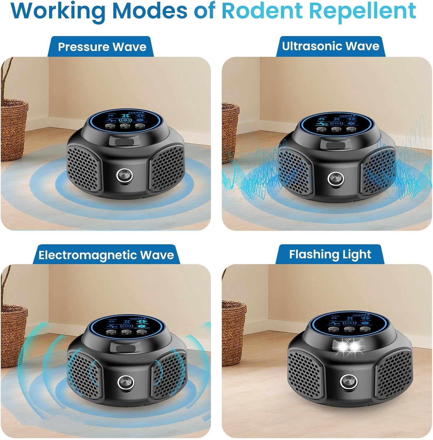 Ultrasonic Pest Repeller Plug in Indoor Mouse Traps for Home, Mouse Repelent Ultrasonic Device, Rodent Repeller Ultrasonic Plug in Pest Control for Rat Mice Squirrel Roach Spider Bugs Insect, Black