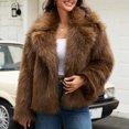 thumbnail image 6 of MexChoioe Womens Belted Faux Fur Winter Jacket Lapel Collar Long Sleeve Mid Length Relaxed Outer Coat for Womens, 6 of 7