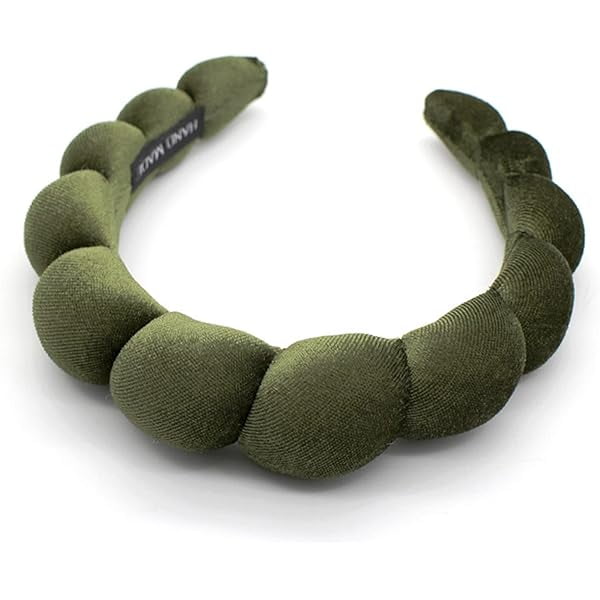 wonima44 Fashion Headbands for Women Padded Fabric Hair Bands Wide Velvet Non Slip Headband Hair Accessories for Women Girls, Leaf Green