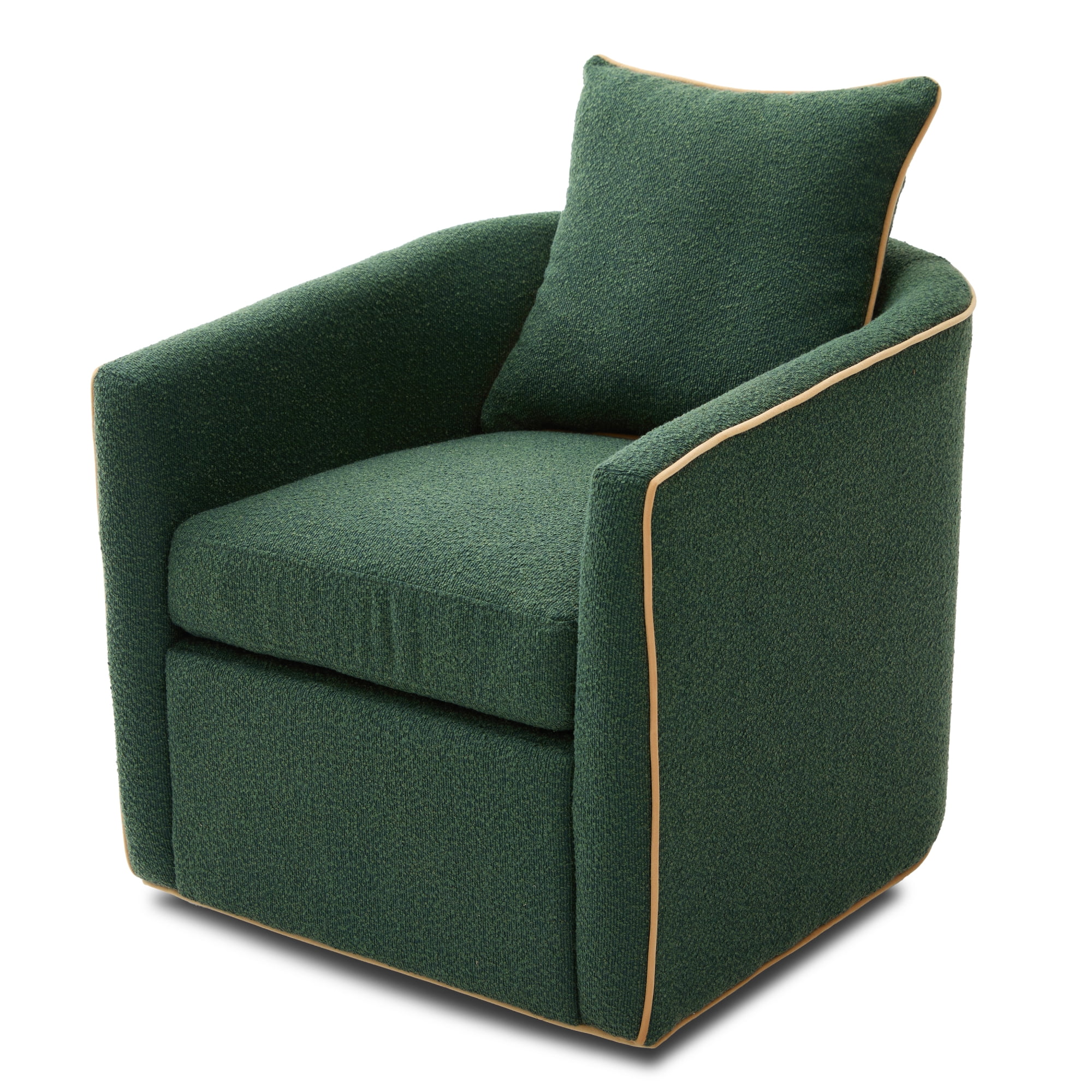 Leumius Swivel Accent Chair, Upholstered Club Chair Barrel Sofa Chair for Living Room, Reading Corner and Small Spaces, Green