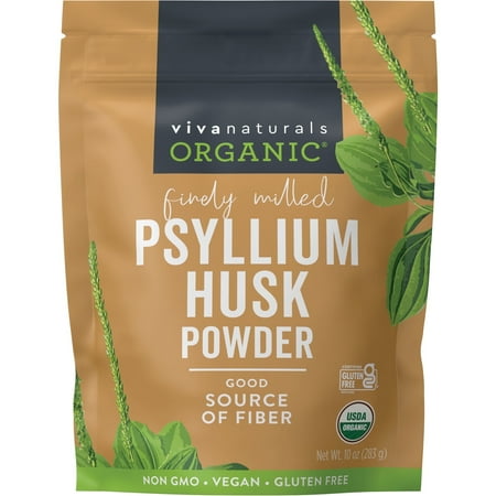 Viva Naturals Organic Psyllium Husk Powder, 10 oz-Finely Ground, Unflavored, Gluten-Free, Vegan, Keto and Paleo