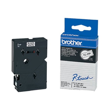 Brother - Black, white - Roll (0.35 in) 1 cassette(s) laminated tape - for P-Touch PT-15, PT-20, PT-2000, PT-3000, PT-500, PT-5000, PT-6, PT-8, PT-8E