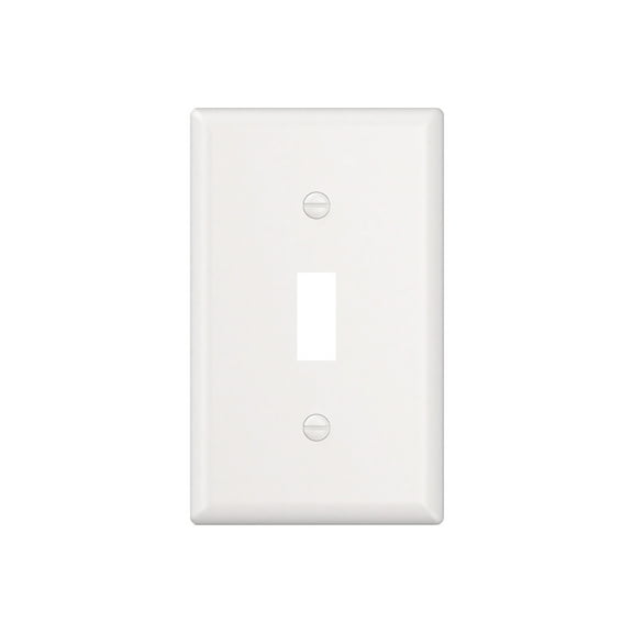 Hyper Tough Toggle Wallplate, Impact-Resistant Thermoplastic, Mid-size Format Covers Uneven Walls and Installs Quickly with Color-Matched Screws, White