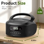 Jazmm CD Boombox Player, Portable Boombox CD Player with Good Sound, CD/CD-R/CD-RW Compatible, Programmable with AUX Input, Battery/Type-C Operated, Digital Portable CD Boombox for Kids, Seniors,Home