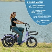 MOONCOOL TK Pro Foldable Electric Tricycle, 1500W Motor 48V 20Ah Battery, 20 Fat Tire Three Wheel 6-Speed Electric Mountain Bicycle for Adults