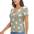 thumbnail image 2 of Zufioo Funny Chicken for Women's Deep V-neck Short-sleeved T-shirt, Top with Short Sleeves - with Stainless Steel Buckle, Moisture Wicking, Ideal Home Wear-XX-Large, 2 of 9