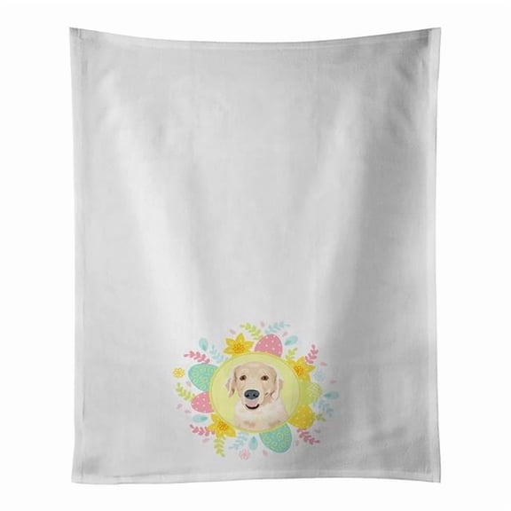 Carolines Treasures WDK3443WTKT 28 x 19 in. Unisex Golden Retriever Fawn No.2 Easter White Dish Towels Kitchen Towel - Set of 2