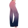 thumbnail image 2 of safuny Women's Wide Leg Skinny Cargo Pants Casual Comfy Daily Floral Gradient Relaxed Girls Trousers Fashion Teen High Elastic Waist Drawstring Dark Blue S, 2 of 6
