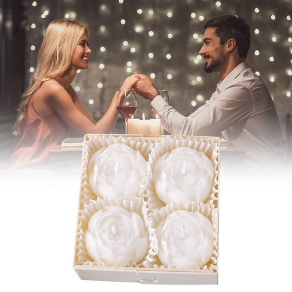 4 Pack Peony Flower Scented Candle Set, Soy Wax Aromatherapy Candle Gift Box, Floral Shaped Relaxation Candles, for Anniversaries, Wedding Gifts & Home Spa Decor