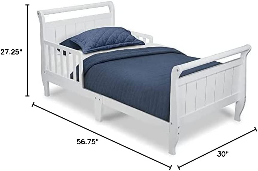 Delta Children Wood Sleigh Toddler Bed - Greenguard Gold Certified, White