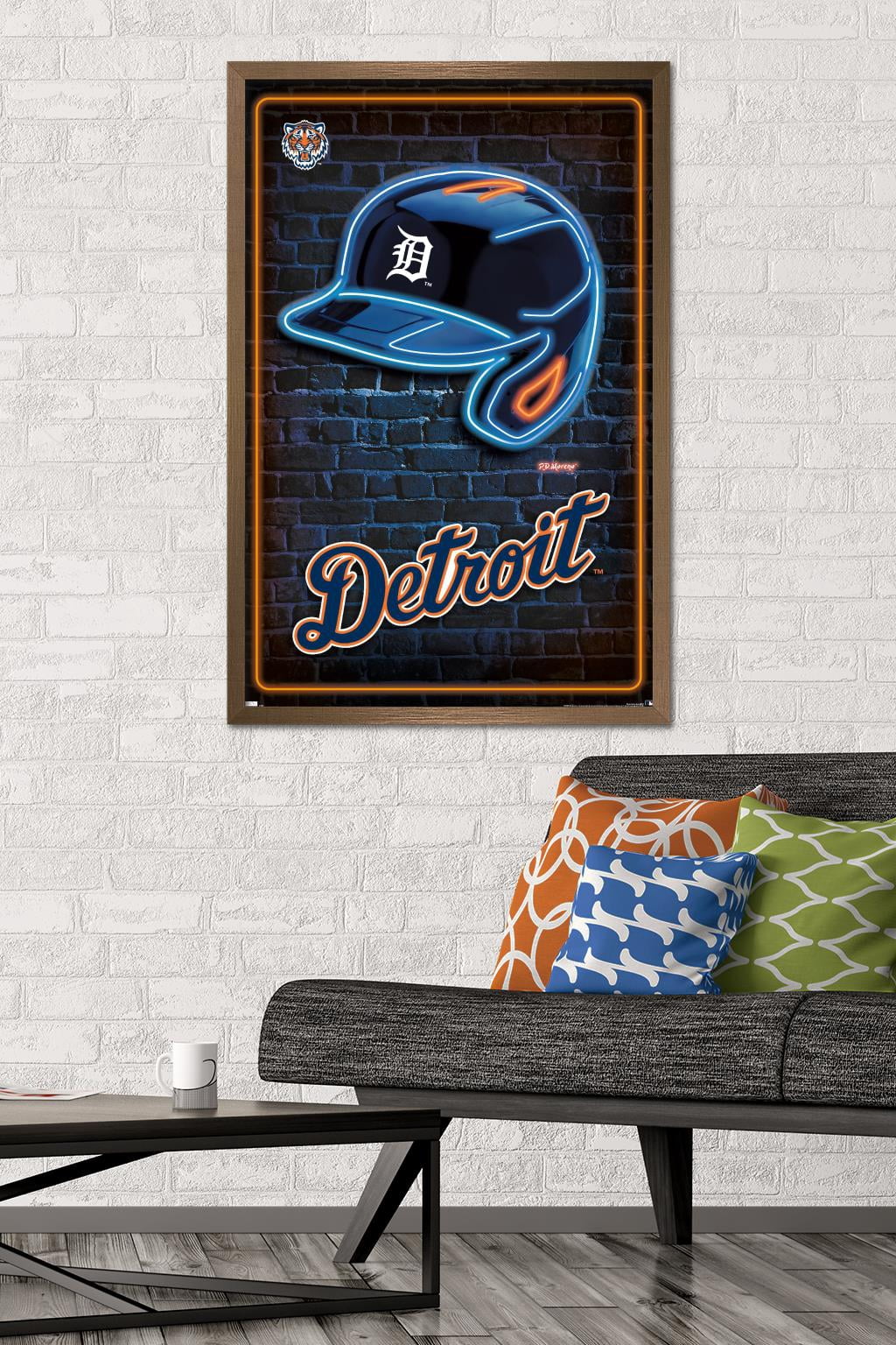 MLB Detroit Tigers - Neon Helmet 23 Wall Poster, 22.375" x 34" Framed