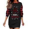 thumbnail image 1 of Robes de Fête de Noël pour Femmes Robe de Noël Joyeux Noël Manches Longues Col Rond Imprimé Sweat-Shirt (Taille: 2TG), 1 of 4
