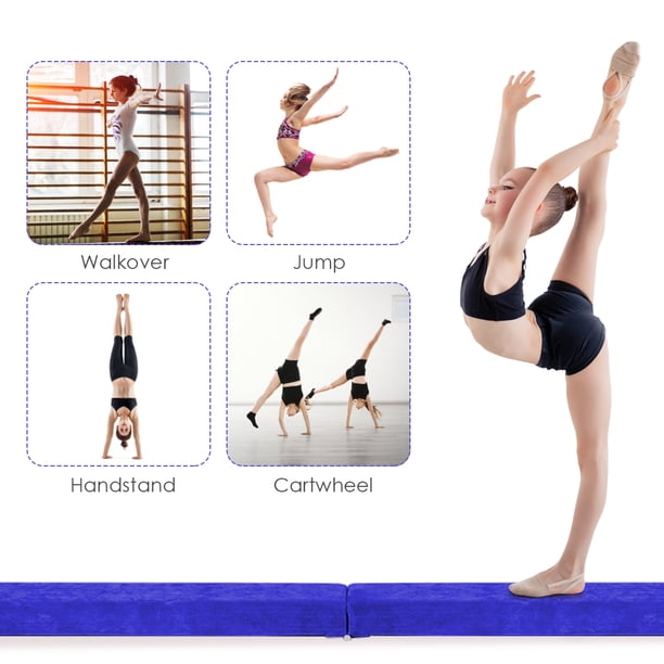 Poutre de Gymnastique Pliable Barre de Gymnastique au Sol Portable en Flannel Doux avec Poignées