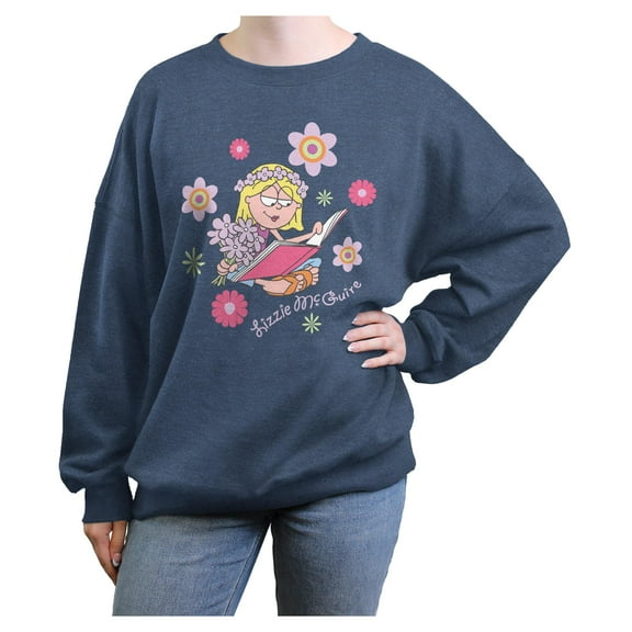 Juniors Lizzie McGuire Colorful Bouquet Read Sweatshirt