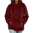 thumbnail image 2 of BRGZLK Pet Pouch Hoodies for Women Oversized Trendy Casual Solid Color Long Sleeve Loose Cozy Fleece Sweatshirts Puppy Carrier Holder Sweatshirt Wine XL, 2 of 8