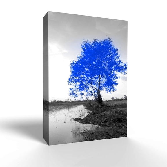 Wall26-Canvas Wall Art-Blue and Black Abstract Colorful Tree-Giclee Painting Wall Bedroom Living House Decoration Home Art - 32x48 inches