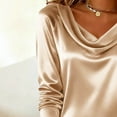 thumbnail image 6 of Women's Elegant Satin Long Tops Cowl Neck Solid Color Long Sleeve Shirts Dress Casual Business Dressy Shirts Office Work Ladies Top, 6 of 7