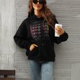 thumbnail image 4 of Sudaderas con capucha para mujer, estampado colorido en inglés, cordón, manga larga, bolsillo canguro, suéter clásico con capucha, Top negro M, 4 of 10