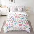 thumbnail image 2 of Feelyou Cute Butterfly Bedding Comforter Set 7pcs for Teen, Leaf Botanical Plant King Bedding Sets, Kawaii Cartoon Animal Reversible Bed Sheets, Lightweight Room Decor, 2 of 8