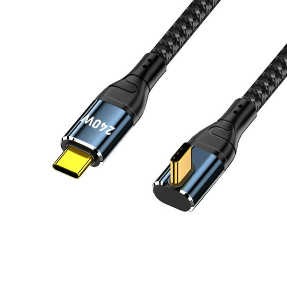 CY 2.0M USB-C 240W Type-C Cable 480Mbps 48V 5A Low Profile Angled 90 Degree Compatible with USB2.0 100W Charging for Laptop Tablet Phone