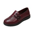 thumbnail image 2 of EKVAHL Women's Slip‑On Casual Loafers, PU Leather Vintage Walking Flats, Anti Slip Wide Fit Elderly Daily Walking Shoes Red, 2 of 5