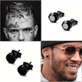 thumbnail image 3 of 12pares Aretes Arracadas Hombre Pendientes Acero Inoxidable PLATA NEGRO, 3 of 5
