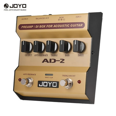 JOYO AD-2 Portable Preamp DI Box Acoustic Guitar Effect Pedal 2-Band Balance with 5 Basic Tune Adjustment Knobs for High-Sensitivity Feedback Acoustic Guitar Sound