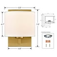 thumbnail image 3 of Claxy Brass Gold Wall Sconces with Drum Linen Shade Set of 2, 3 of 7
